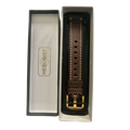 Dark brown flat leather Apple Watch band with buckle and holes