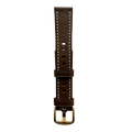 Dark brown flat leather Apple Watch band, front view