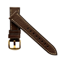 Dark brown flat leather Apple Watch band presented in gift box