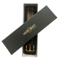 Dark brown flat leather Apple Watch band packaged for shipping