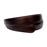 Dark brown leather belt strap, 1.15 inch, classic front view