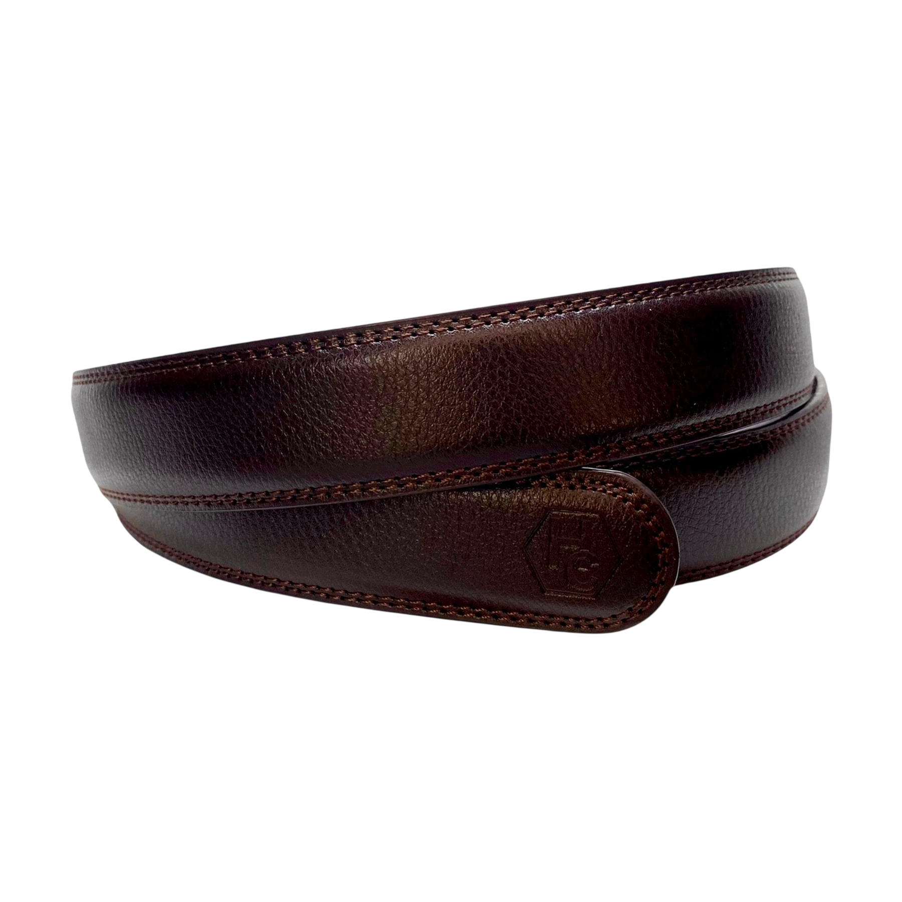 Dark brown leather belt strap, 1.15 inch, classic front view