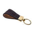 Dark brown leather key chain, full grain leather, angled view