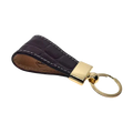 Dark brown leather key chain, full grain leather, angled view