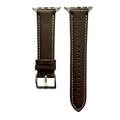 Dark brown padded leather Apple Watch band, two-piece strap with buckle and holes