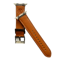 Dark brown padded leather Apple Watch band, compatible with all Apple Watch models
