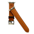 Dark brown padded leather Apple Watch band, compatible with all Apple Watch models