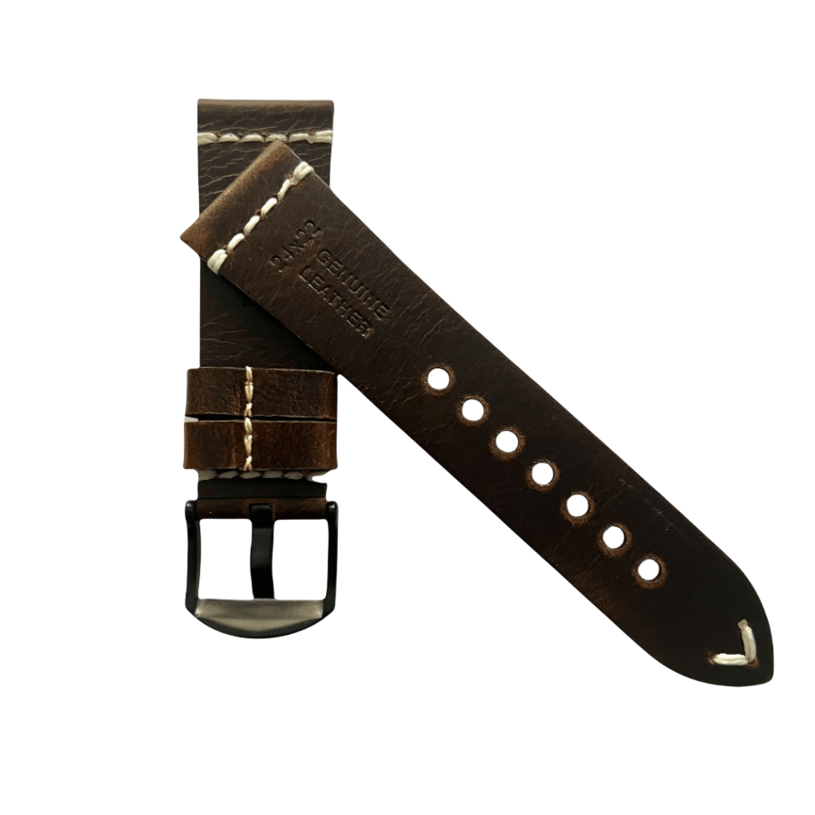 Dark brown pull-up leather Apple Watch band, alternate view