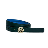 Women's reversible design leather belt - dark green - Hedonist Chicago - premium women's leather accessory (1", reversible with blue)