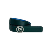 Women's reversible design leather belt - dark green - Hedonist Chicago - premium women's leather accessory (1"/1.3", reversible with blue)