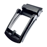 Dark metallic ratchet belt buckle, 1.15 inch, front view