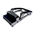 Dark metallic ratchet belt buckle, 1.15 inch, top detail close-up