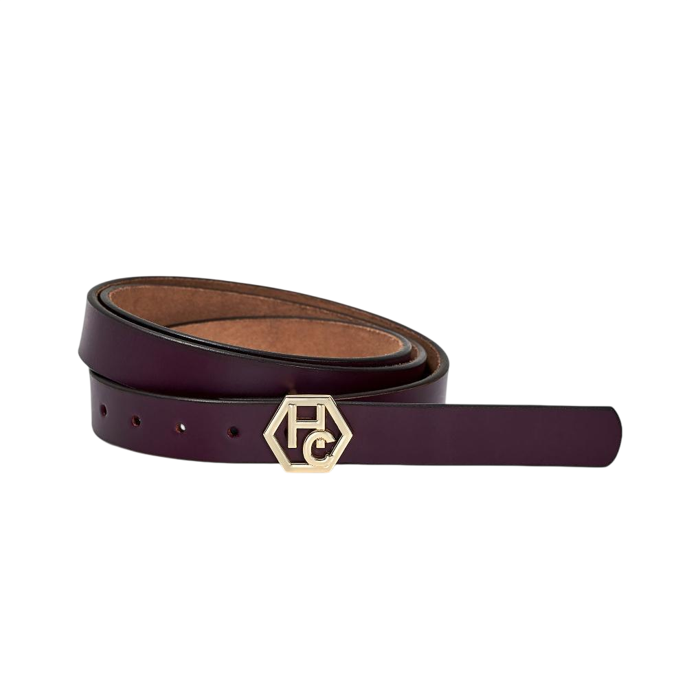 Women's seamless edge leather belt - dark purple - Hedonist Chicago - premium women's leather accessory (1")