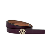 Women's seamless edge leather belt - dark purple - Hedonist Chicago - premium women's leather accessory (1")