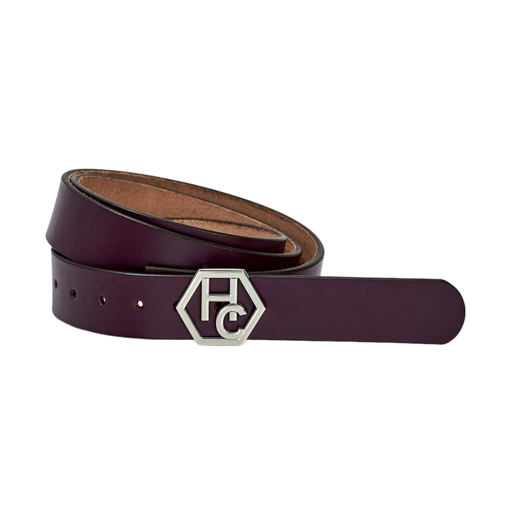 Women's seamless edge leather belt - dark purple - Hedonist Chicago - premium women's leather accessory (1.3")