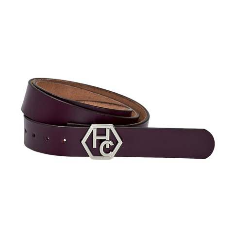 Women's seamless edge leather belt - dark purple - Hedonist Chicago - premium women's leather accessory (1.3")