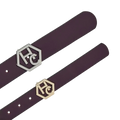 Edge finish detail on women's seamless edge leather belt - dark purple - Hedonist Chicago - close-up view (1.3")