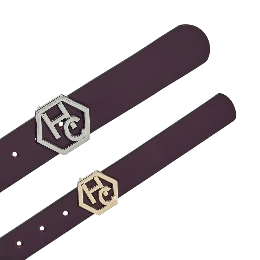 Edge finish detail on women's seamless edge leather belt - dark purple - Hedonist Chicago - close-up view (1.3")