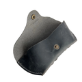 Soft Leather Eye Glasses Case in Black Washed, open, showing the suede-lined interior