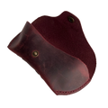 Soft Leather Eye Glasses Case in Burgundy, open, angled top view showing interior