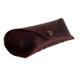 Soft Leather Eye Glasses Case in Burgundy, angled view showing stitched edge