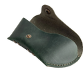 Soft Leather Eye Glasses Case in Dark Green, open, angled top view showing interior