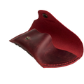 Soft Leather Eye Glasses Case in Red, open, angled view showing interior and side rivets