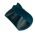 Soft Leather Eye Glasses Case in Teal, open, angled top view showing interior