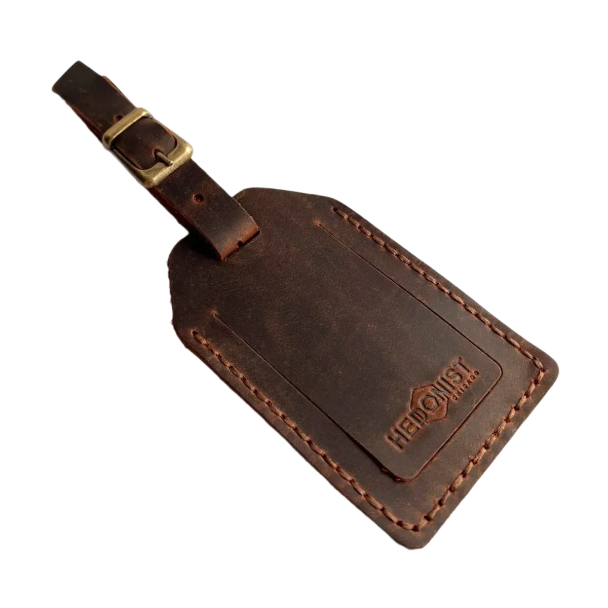 Handmade Leather Luggage Tag in Brown