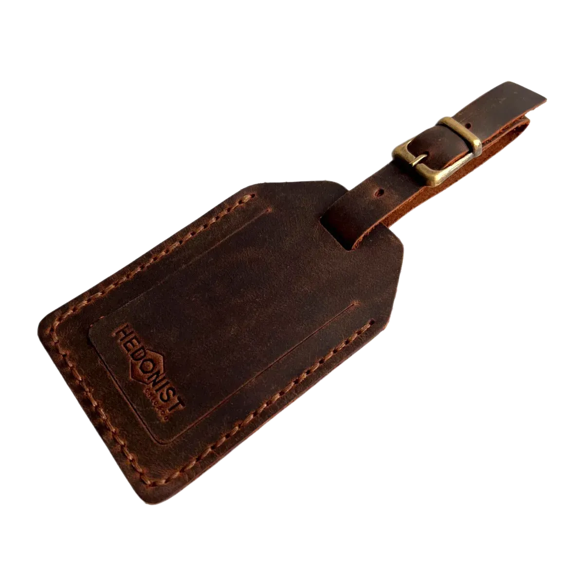 Handmade Leather Luggage Tag in Brown