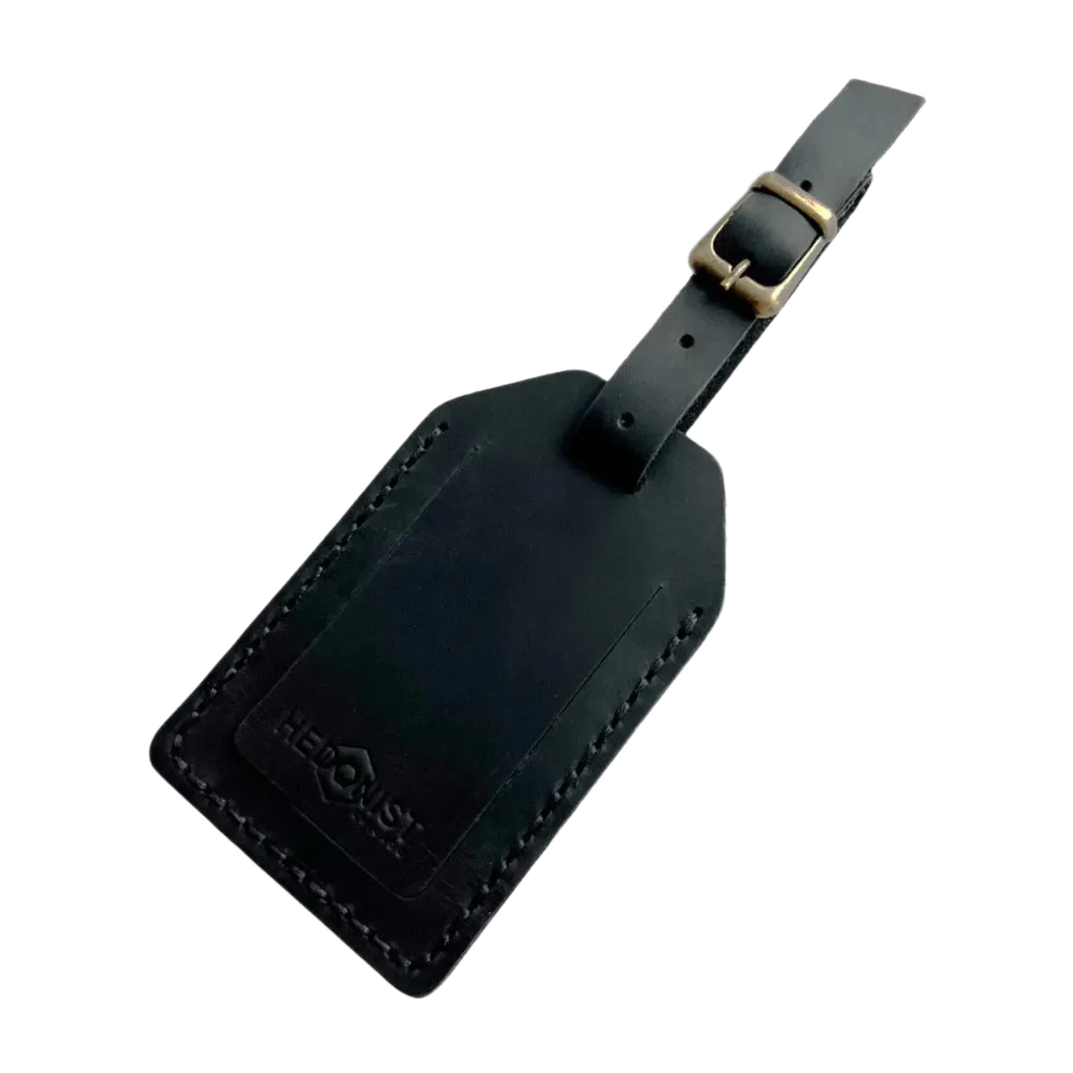 Handmade Leather Luggage Tag in Black