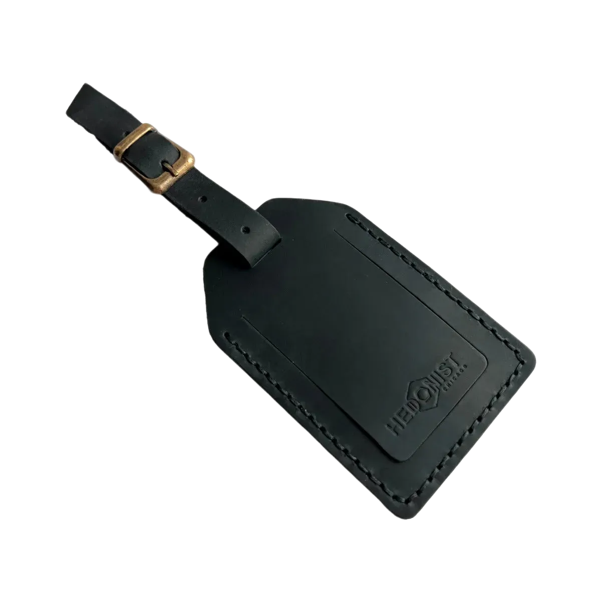 Handmade Leather Luggage Tag in Black