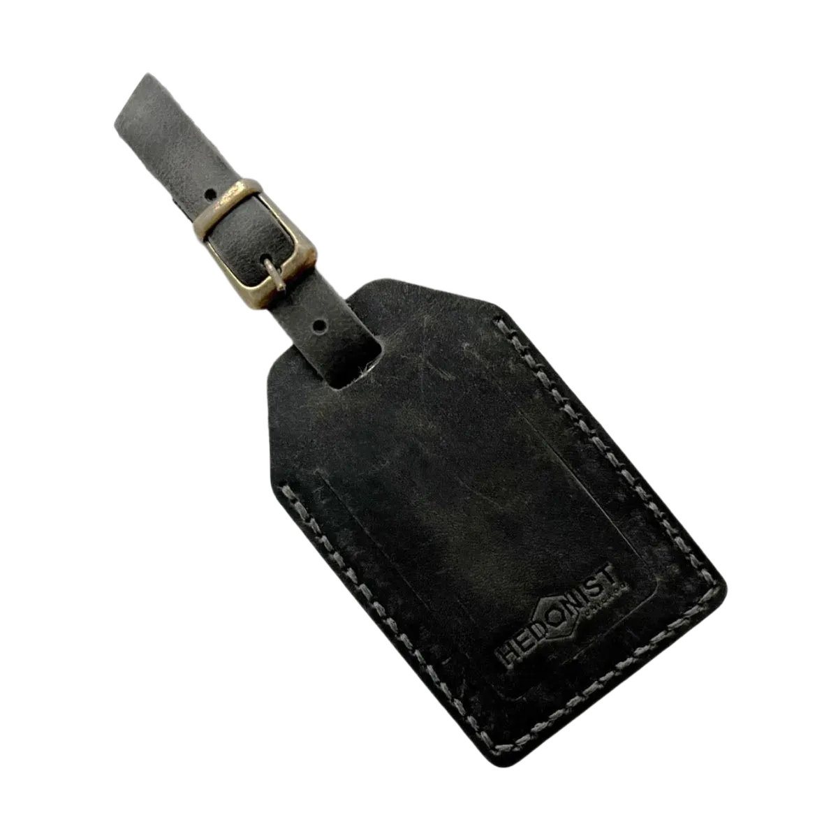 Handmade Leather Luggage Tag in Black Washed