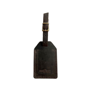 Handmade Leather Luggage Tag Dark Brown