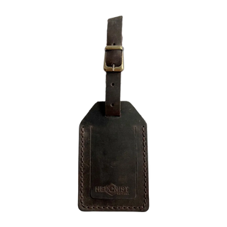 Handmade Leather Luggage Tag Dark Brown