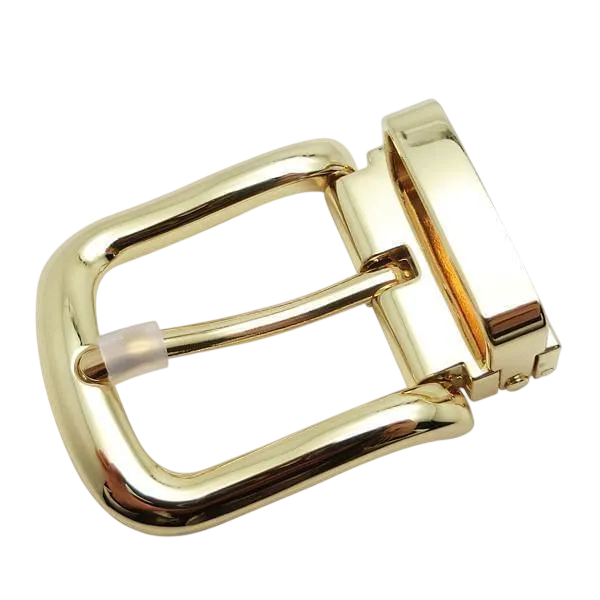 Gold pin and clip belt buckle, polished finish
