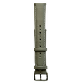 Gray leather watch band with quick release bars, quick release buckle detail