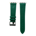 Green leather Apple Watch band, two-piece strap with buckle and holes