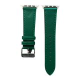 Green leather Apple Watch band, two-piece strap with buckle and holes