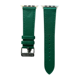 Green leather Apple Watch band, two-piece strap with buckle and holes