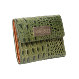 Women's Small Green Leather Wallet with Coin Pocket from Hedonist Chicago