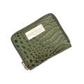Green Women's Mini Zip Wallet in Croc-Embossed Leather from Hedonist Chicago