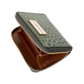 Small green croco-embossed zip wallet for women by Hedonist Chicago
