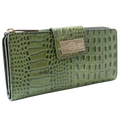 Light green leather keychain and croco green traveler wallet gift set, packaging view