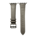 Grey leather Apple Watch band, two-piece strap with buckle and holes