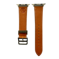 Grey leather Apple Watch band, compatible with all Apple Watch models