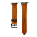 Grey leather Apple Watch band, compatible with all Apple Watch models