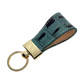 Grey leather key chain, full grain leather, front view