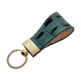 Grey leather key chain, full grain leather, front view