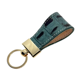 Grey leather key chain, full grain leather, front view
